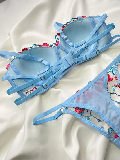 Jardin Secret™ | Ensemble Lingerie à Broderie Florale avec String