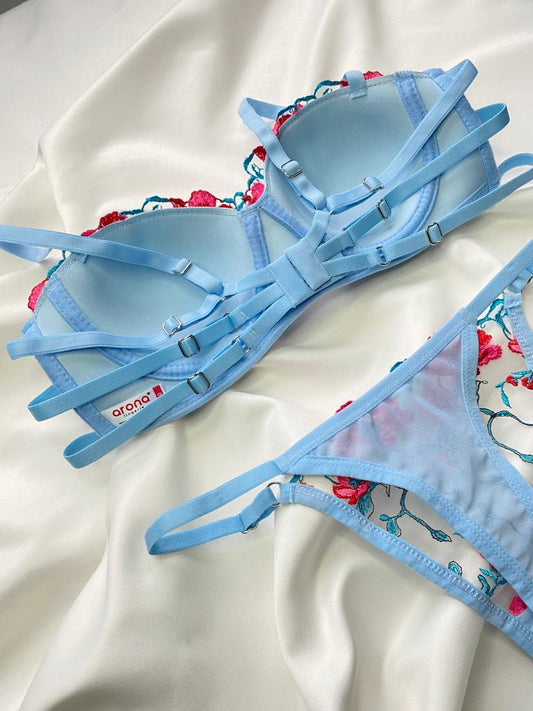 Jardin Secret™ | Ensemble Lingerie à Broderie Florale avec String