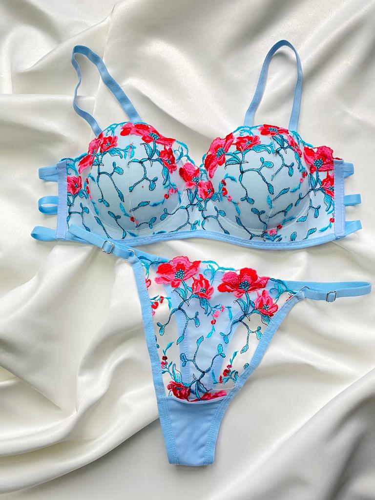 Jardin Secret™ | Ensemble Lingerie à Broderie Florale avec String