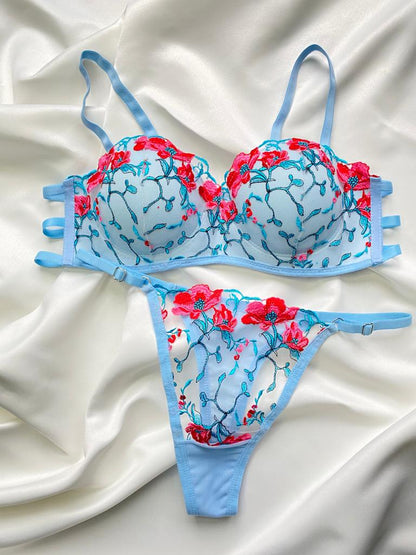 Jardin Secret™ | Ensemble Lingerie à Broderie Florale avec String
